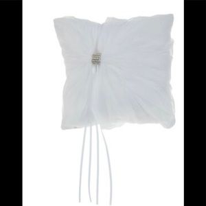 NWT White Gathered Rhinestone Ring Pillow